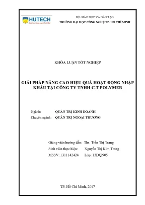 Luận văn thạc sĩ hay giải pháp nâng cao hiệu quả hoạt động nhập khẩu tại công ty tnhh c t polymer