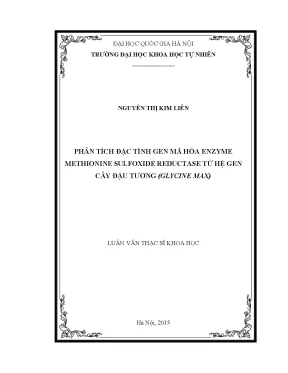 Luận văn thạc sĩ hus phân tích đặc tính gen mã hóa enzyme methionine sulfoxide reductase từ hệ gen cây đậu tương glycine max