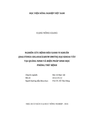 Luận văn thạc sĩ vnua nghiên cứu bệnh héo xanh vi khuẩn ralstonia solanacearum smith hại khoai tây tại quảng ninh và biện pháp sinh học phòng trừ bệnh