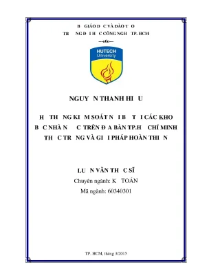 Luận văn thạc sĩ hay hệ thống kiểm soát nội bộ tại các kho bạc nhà nước trên địa bàn tp hồ chí minh thực trạng và giải pháp hoàn thiện