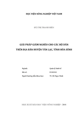 Luận văn thạc sĩ vnua giải pháp giảm nghèo cho các hộ dân trên địa bàn huyện tân lạc tỉnh hòa bình