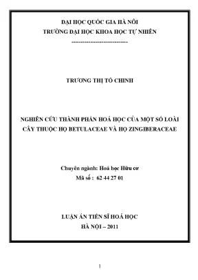 Luận án tiến sĩ hus nghiên cứu thành phần hóa học của một số loài cây thuộc họ betulaceae và họ zingiberaceae