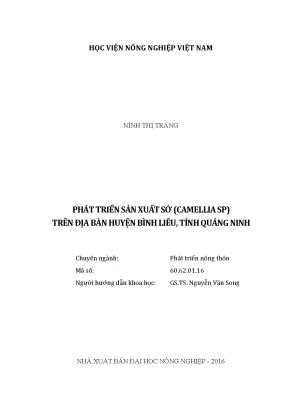 Luận văn thạc sĩ vnua phát trển sản xuất sở camellia sp trên địa bàn huyện bình liêu tỉnh quảng ninh