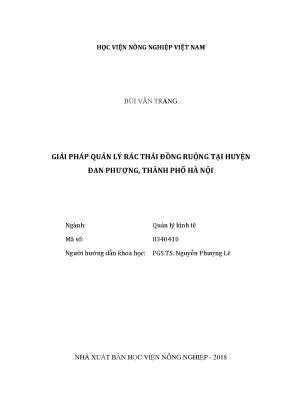 Luận văn thạc sĩ vnua giải pháp quản lý rác thải đồng ruộng tại huyện đan phượng thành phố hà nội