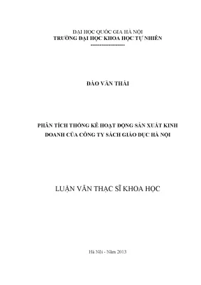 Luận văn thạc sĩ hus phân tích thống kê hoạt động sản xuất kinh doanh của công ty sách giáo dục hà nội