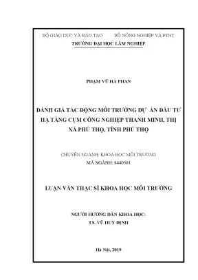 Luận văn thạc sĩ hay đánh giá tác động môi trường dự án đầu tư hạ tầng cụm công nghiệp thanh minh thị xã phú thọ tỉnh phú thọ