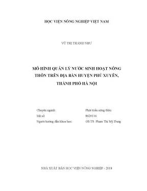 Luận văn thạc sĩ vnua mô hình quản lý nước sinh hoạt nông thôn trên địa bàn huyện phú xuyên thành phố hà nội
