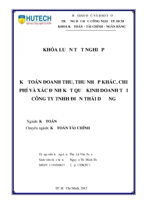 Luận văn thạc sĩ hay kế toán doanh thu thu nhập khác chi phí và xác định kết quả kinh doanh tại công ty tnhh điện thái dương