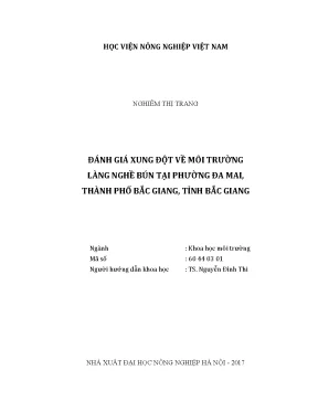 Luận văn thạc sĩ vnua đánh giá xung đột về môi trường làng nghề bún tại phường đa mai thành phố bắc giang tỉnh bắc giang