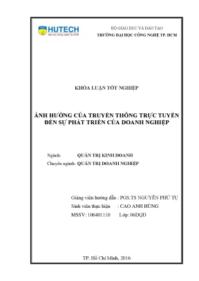 Luận văn thạc sĩ hay ảnh hưởng của truyền thông trực tuyến đến sự phát triển của doanh nghiệp
