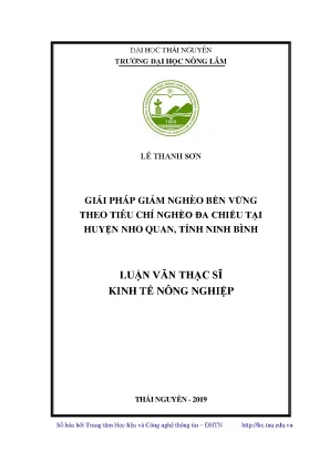 Luận văn thạc sĩ hay giải pháp giảm nghèo bền vững theo tiêu chí nghèo đa chiều tại huyện nho quan tỉnh ninh bình