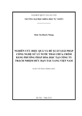 Luận văn thạc sĩ hus nghiên cứu hiệu quả và đề xuất giải pháp công nghệ xử lý nước thải chứa crôm bằng phương pháp hóa học tại công ty tnhh tae yang việt nam