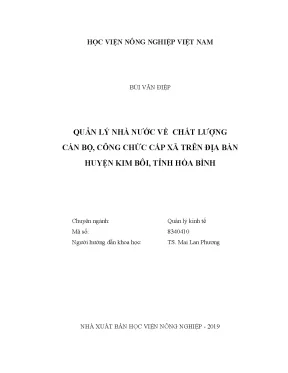 Luận văn thạc sĩ vnua quản lý nhà nước về chất lượng cán bộ công chức cấp xã trên địa bàn huyện kim bôi tỉnh hòa bình