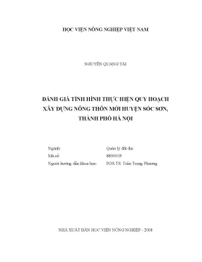 Luận văn thạc sĩ vnua đánh giá tình hình thực hiện quy hoạch xây dựng nông thôn mới huyện sóc sơn thành phố hà nội