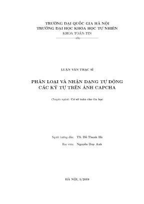 Luận văn thạc sĩ hus phân loại và nhận dạng tự động các ký tự trên ảnh captcha