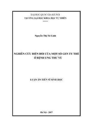 Luận văn thạc sĩ hus nghiên cứu biến đổi của một số gen ty thể ở bệnh ung thư vú
