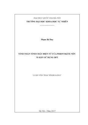 Luận văn thạc sĩ hus tính toán tính chất điện tử của perovskite nền ni ken sử dụng dft