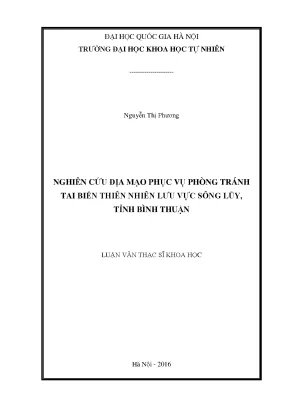 Luận văn thạc sĩ hus nghiên cứu địa mạo phục vụ phòng tránh tai biến thiên nhiên lưu vực sông lũy tỉnh bình thuận