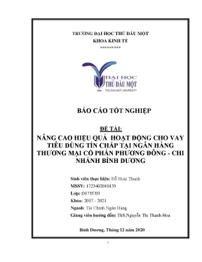 Khóa luận tốt nghiệp nâng cao hiệu quả hoạt động cho vay tín chấp tiêu dùng tại ngân hàng tmcp phương đông chi nhánh bình dương