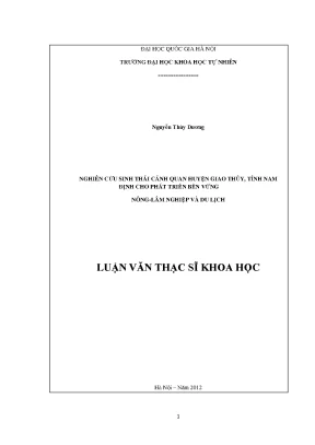Luận văn thạc sĩ hus nghiên cứu sinh thái cảnh quan huyện giao thủy tỉnh nam định cho phát triển bền vững nông lâm nghiệp và du lịch