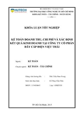 Luận văn thạc sĩ hay kế toán doanh thu chi phí và xác định kết quả kinh doanh tại công ty cổ phần dây cáp điện việt thái