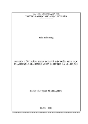 Luận văn thạc sĩ hus nghiên cứu thành phần loài và đặc điểm sinh học của họ xylariaceae ở vườn quốc gia ba vì hà nội