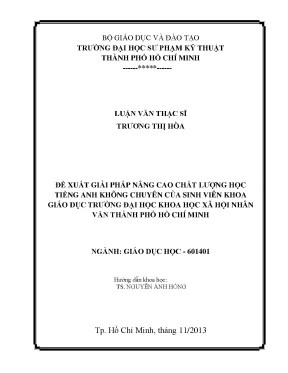 Luận văn thạc sĩ đề xuất giải pháp nâng cao chất lượng học tiếng anh không chuyên của sinh viên khoa giáo dục trường đại học khoa học xã hội và nhân văn thành phố hồ chí minh