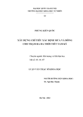 Luận văn thạc sĩ hus xây dựng chỉ tiêu xác định mưa và dông cho trạm ra đa thời tiết tam kỳ