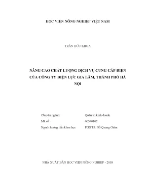 Luận văn thạc sĩ vnua nâng cao chất lượng dịch vụ cung cấp điện của công ty điện lực gia lâm thành phố hà nội