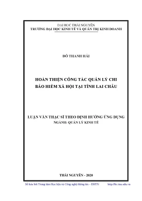 Luận văn thạc sĩ hay hoàn thiện công tác quản lý chi bảo hiểm xã hội tại tỉnh lai châu