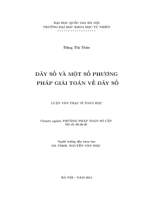 Luận văn thạc sĩ hus dãy số và một số phương pháp giải toán về dãy số
