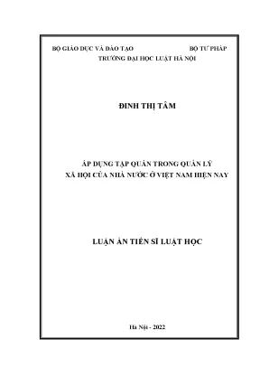 Luận án tiến sĩ áp dụng tập quán trong quản lý xã hội của nhà nước ở việt nam hiện nay
