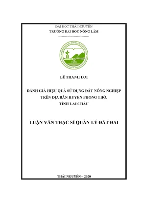 Luận văn thạc sĩ hay đánh giá hiệu quả sử dụng đất nông nghiệp trên địa bàn huyện phong thổ tỉnh lai châu