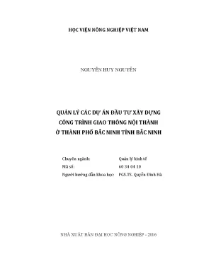Luận văn thạc sĩ vnua quản lý các dự án đầu tư xây dựng công trình giao thông nội thành ở thành phố bắc ninh tỉnh bắc ninh