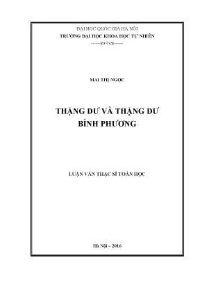 Luận văn thạc sĩ hus thặng dư và thặng dư bình phương