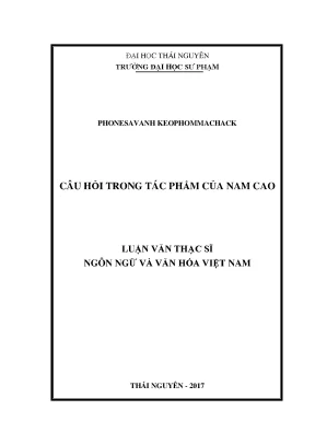 Luận văn thạc sĩ hay câu hỏi trong tác phẩm của nam cao