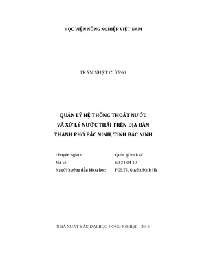 Luận văn thạc sĩ vnua quản lý hệ thống thoát nước và xử lý nước thải trên địa bàn thành phố bắc ninh tỉnh bắc ninh