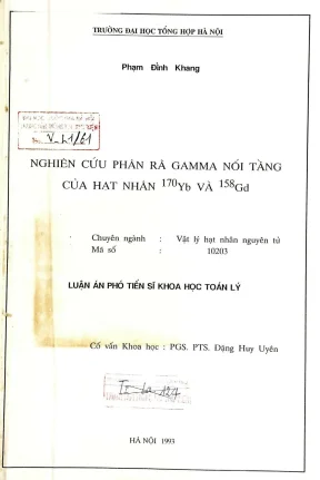 Luận văn thạc sĩ hus nghiên cứu phân rã gamma nối tầng của hạt nhân 170yb ra 158gd