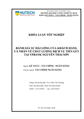 Luận văn thạc sĩ hay đánh giá sự hài lòng của khách hàng cá nhân về chất lượng dịch vụ tiền gửi tại vpbank nguyễn thái sơn