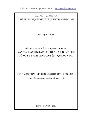 Luận văn thạc sĩ hay nâng cao chất lượng dịch vụ vận tải hành khách sử dụng xe buýt của công ty trách nhiệm hữu hạn phúc xuyên quảng ninh