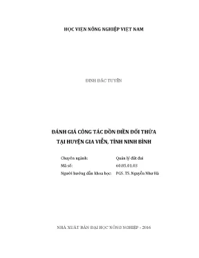 Luận văn thạc sĩ vnua đánh giá công tác dồn điền đổi thửa tại huyện gia viễn tỉnh ninh bình