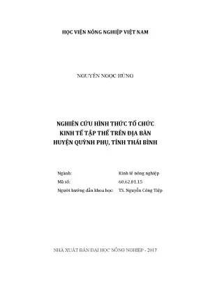 Luận văn thạc sĩ vnua nghiên cứu hình thức tổ chức kinh tế tập thể trên địa bàn huyện quỳnh phụ tỉnh thái bình