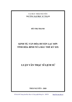Luận văn thạc sĩ hay kinh tế văn hóa huyện lạc sơn tỉnh hòa bình nửa đầu thế kỷ xix
