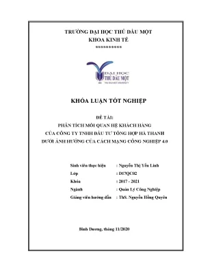 Khóa luận tốt nghiệp phân tích mối quan hệ khách hàng của công ty tnhh đầu tư tổng hợp hà thanh dưới ảnh hưởng của cách mạng công nghiệp 4 0
