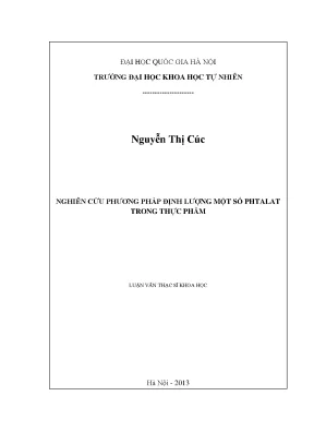 Luận văn thạc sĩ hus nghiên cứu phương pháp định lượng một số phtalat trong thực phẩm