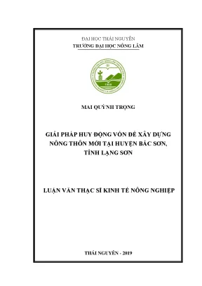 Luận văn thạc sĩ hay giải pháp huy động vốn để xây dựng nông thôn mới tại huyện bắc sơn tỉnh lạng sơn