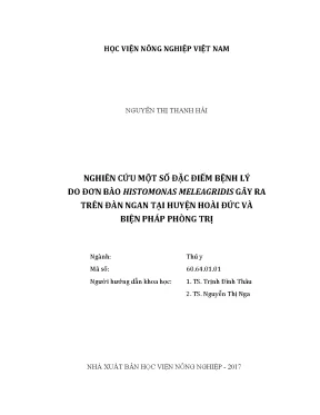 Luận văn thạc sĩ vnua nghiên cứu một số đặc điểm bệnh lý do đơn bào histomonas meleagridis gây ra trên đàn ngan tại huyện hoài đức và biện pháp phòng trị