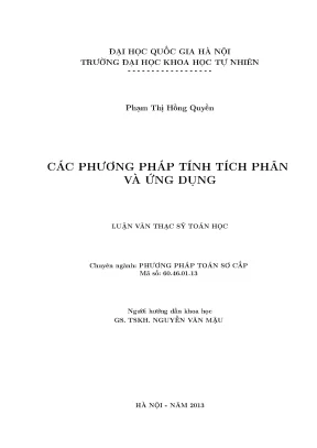 Luận văn thạc sĩ hus các phương pháp tính tích phân và ứng dụng