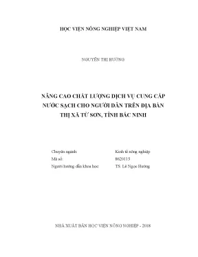 Luận văn thạc sĩ vnua nâng cao chất lượng dịch vụ cung cấp nước sạch cho người dân trên địa bàn thị xã từ sơn tỉnh bắc ninh
