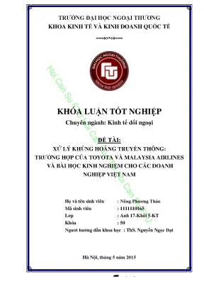 Khóa luận xử lý khủng hoảng truyền thông trường hợp của toyota và malaysia airlines và bài học kinh nghiệm cho các doanh nghiệp